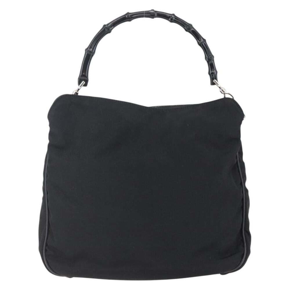 GUCCI Bamboo Hand Bag Nylon Black Silver 001 1638 001 1638 - Picture 3 of 12